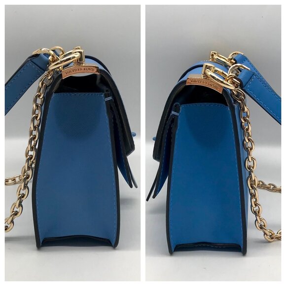 Michael Kors Blue Saffiano Leather Greenwich Small Crossbody Bag - Picture 3 of 12